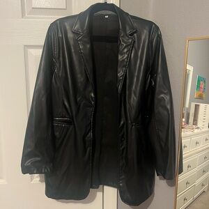 Faux leather blazer